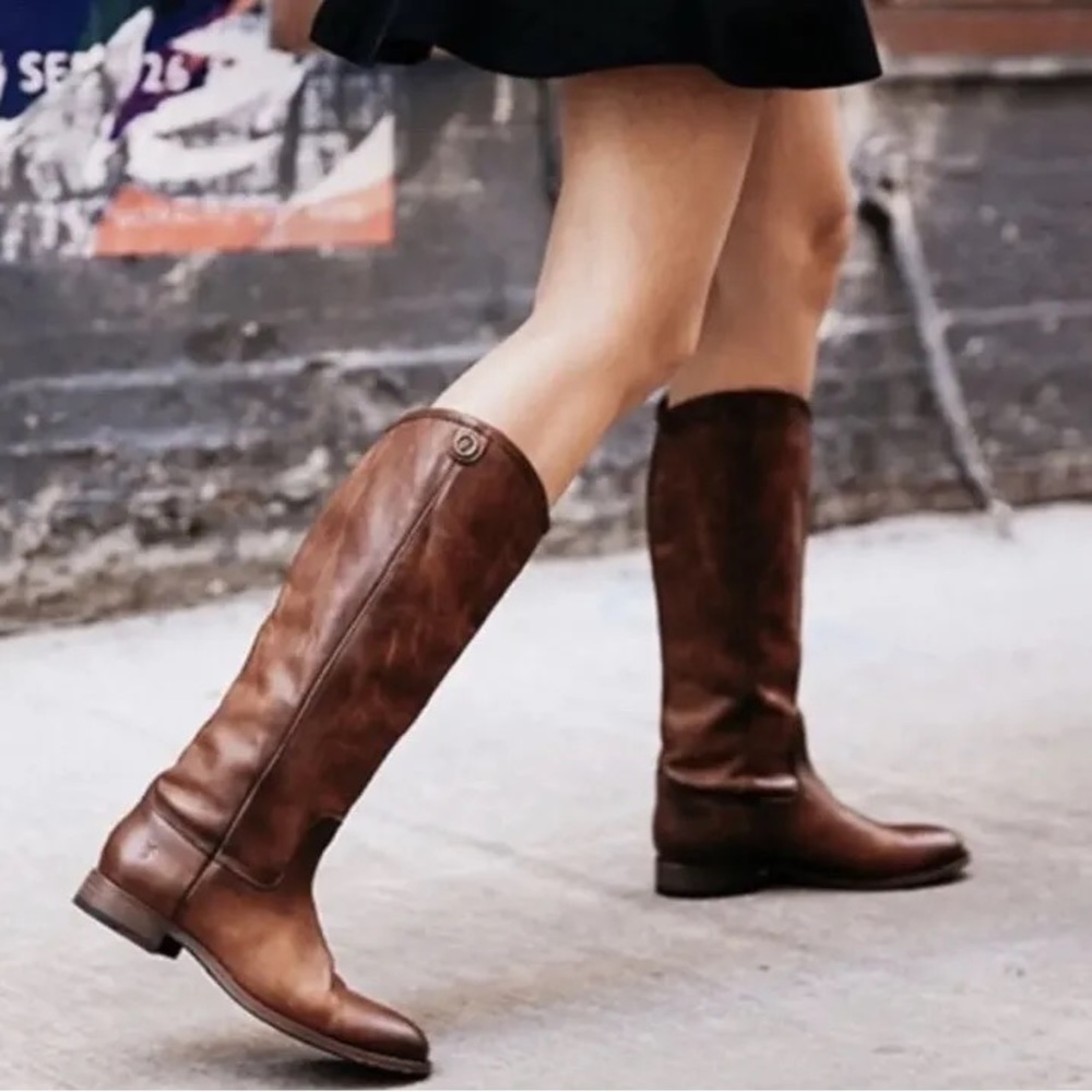 FRYE Melissa Button 2 Brown Leather Boots